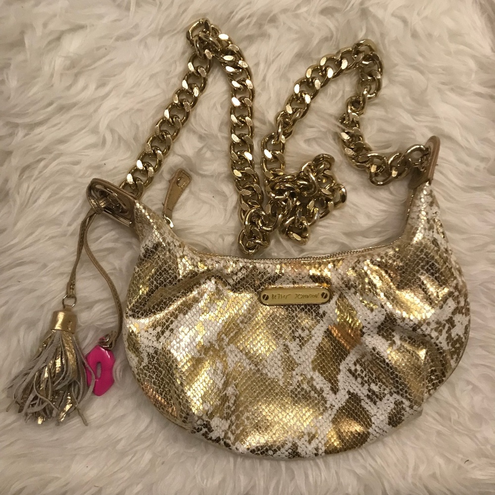 Gold Snake Print Clutch